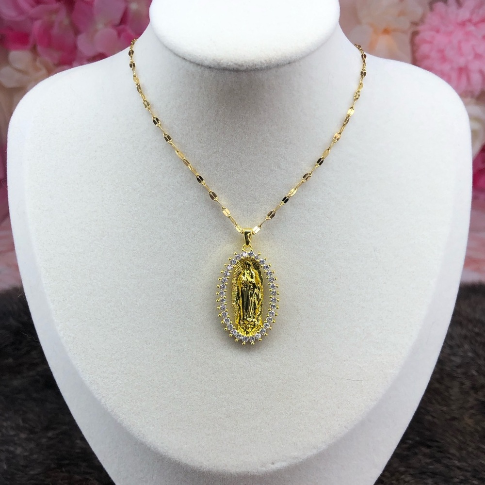 Gold Virgin Mary Pendant Necklace